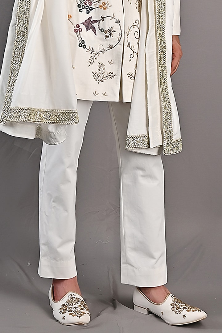 Off-White Embroidered Wedding Sherwani Set by Bohame Men at Pernia's Pop Up Shop
