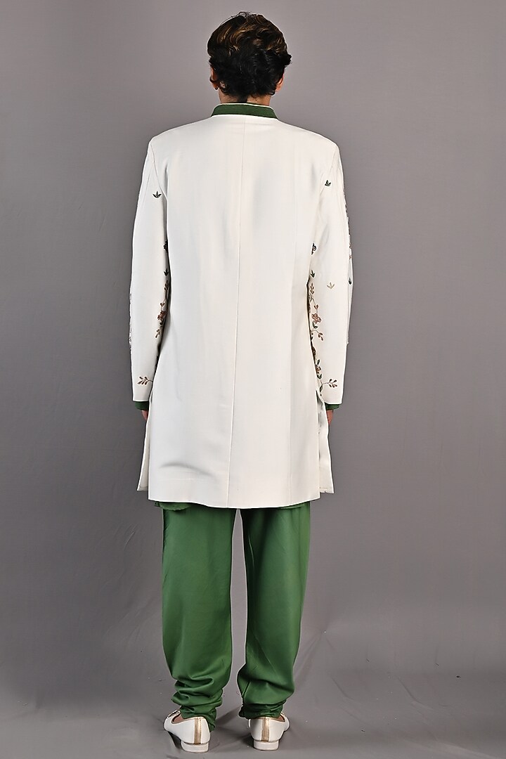 Off-White Hand Embroidered Wedding Sherwani Set by Bohame Men at Pernia's Pop Up Shop