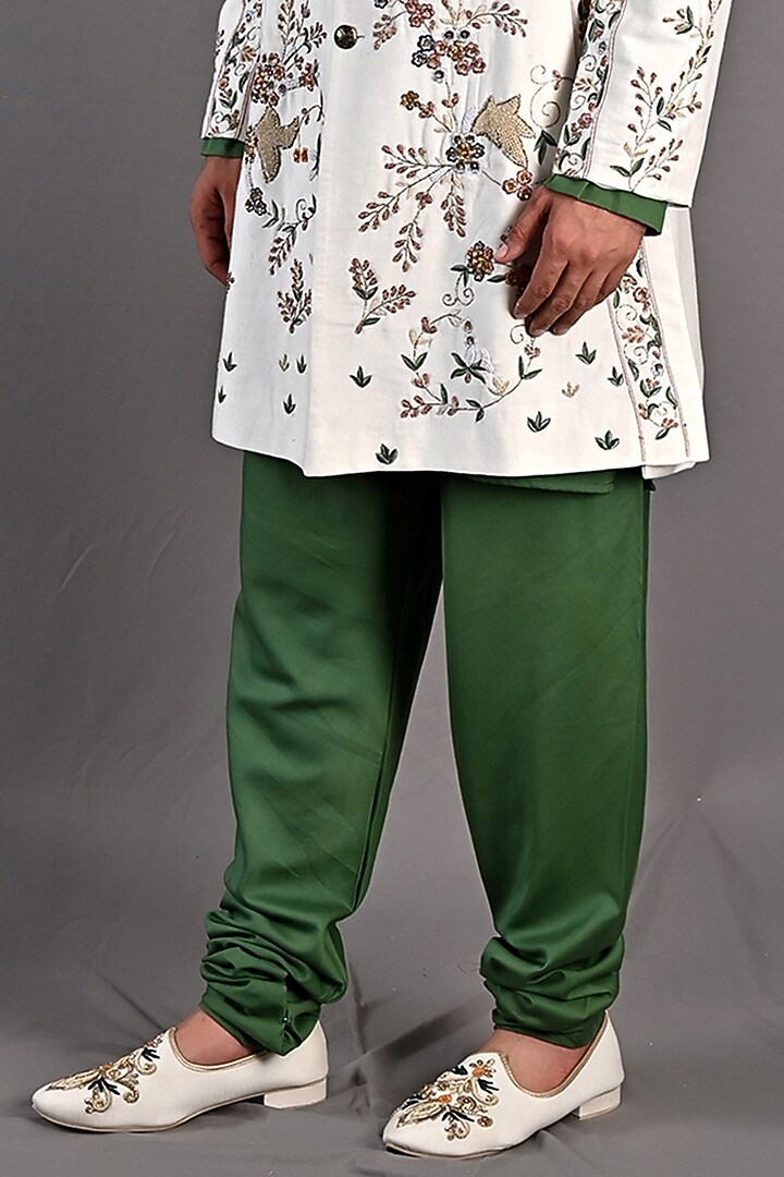 Off-White Hand Embroidered Wedding Sherwani Set by Bohame Men at Pernia's Pop Up Shop