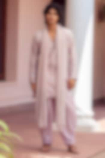 Lilac Chanderi Kurta Set by Bohame Men at Pernia's Pop Up Shop