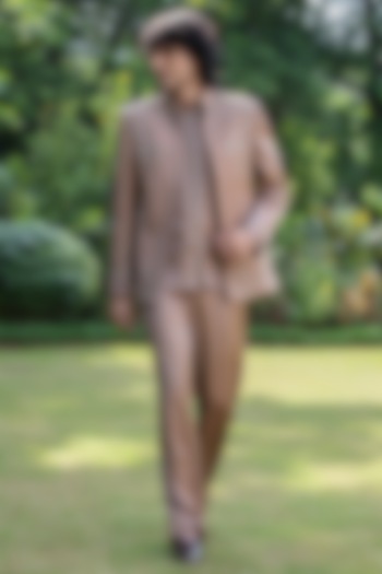 Rose Gold Modal Satin Wedding Indowestern Set by Bohame Men at Pernia's Pop Up Shop