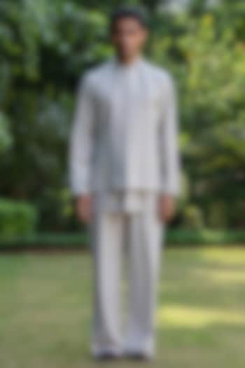 Light Grey Suiting Bundi Jacket Set by Bohame Men at Pernia's Pop Up Shop