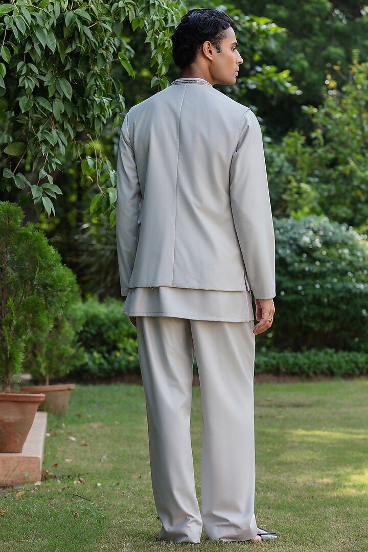 Light Grey Suiting Bundi Jacket Set by Bohame Men at Pernia's Pop Up Shop