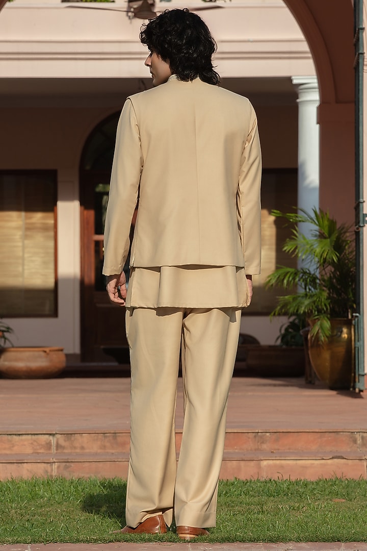 Beige Suiting Bundi Jacket Set by Bohame Men at Pernia's Pop Up Shop