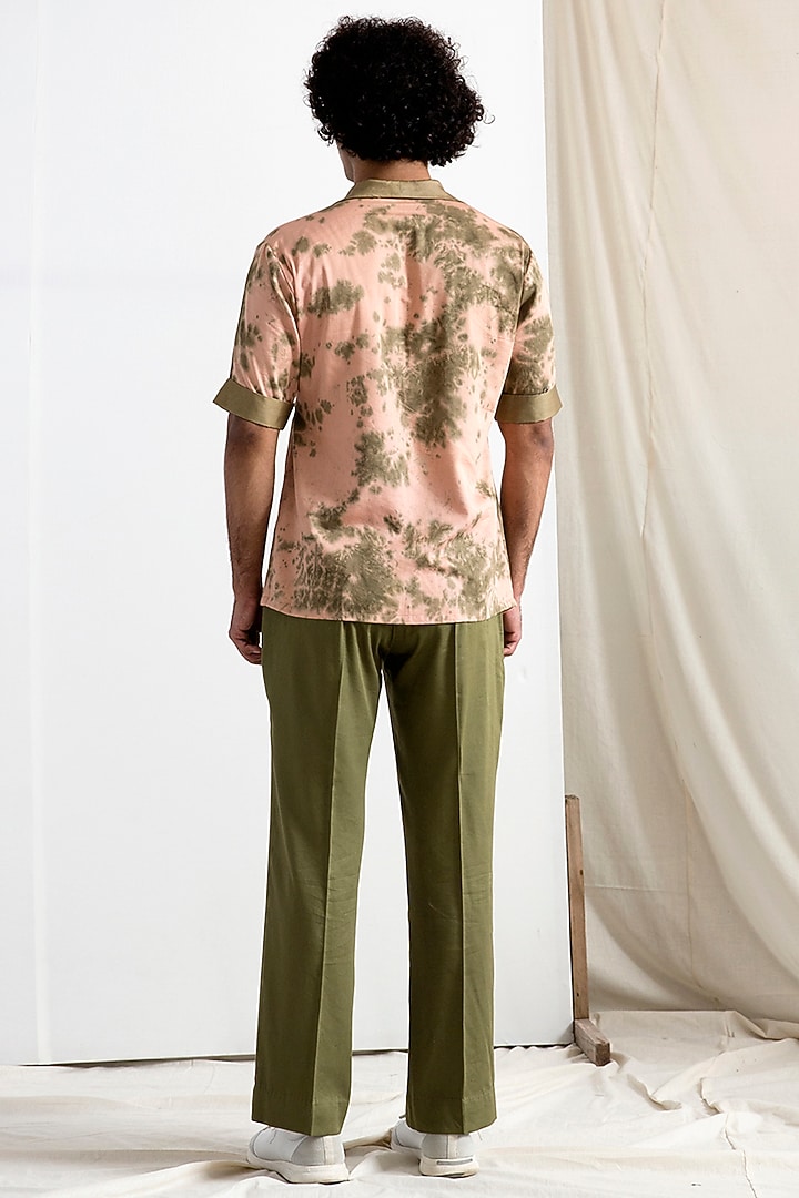 Green & Beige Tie-Dye Short Kurta Set by Bohame Men at Pernia's Pop Up Shop