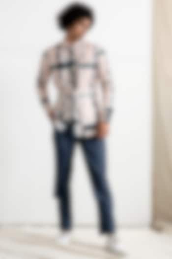 Nude & Grey Tie-Dye Kurta Set by Bohame Men