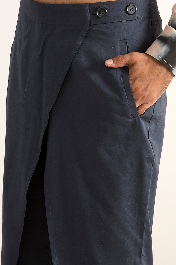 Peach & Grey Bamboo Blend Tie-Dye Printed Short Kurta Set by Bohame Men at Pernia's Pop Up Shop