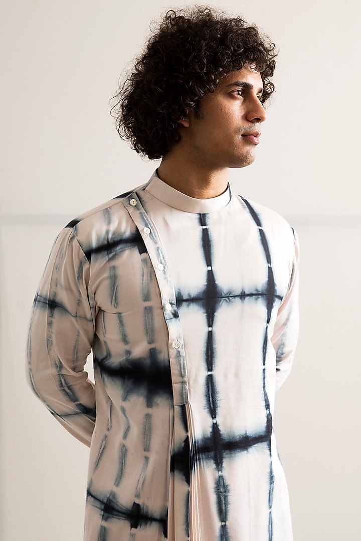 Cream Tie-Dye Kurta Set by Bohame Men at Pernia's Pop Up Shop