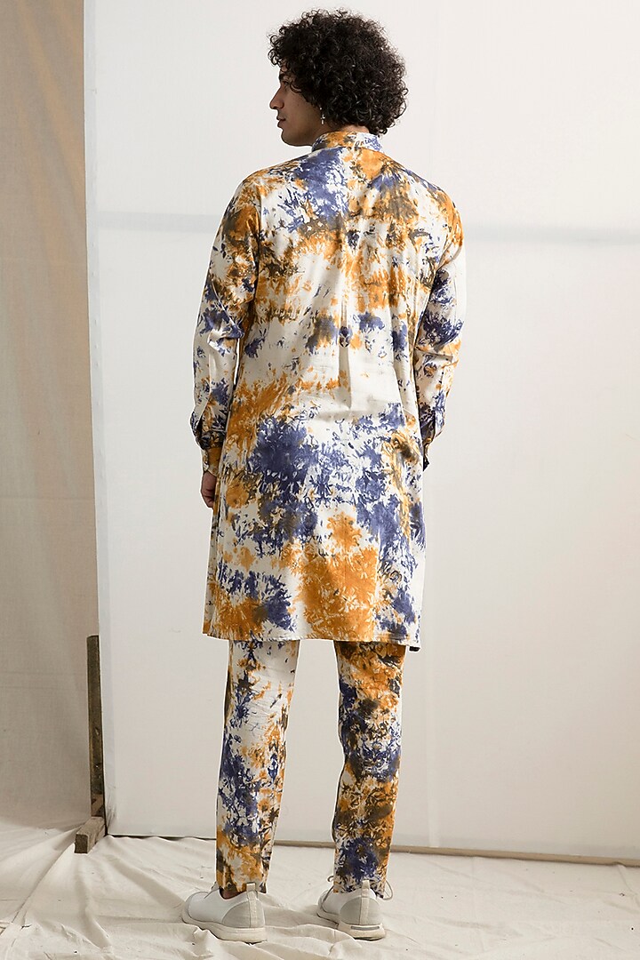 Off-White Tie-Dye Kurta Set by Bohame Men at Pernia's Pop Up Shop