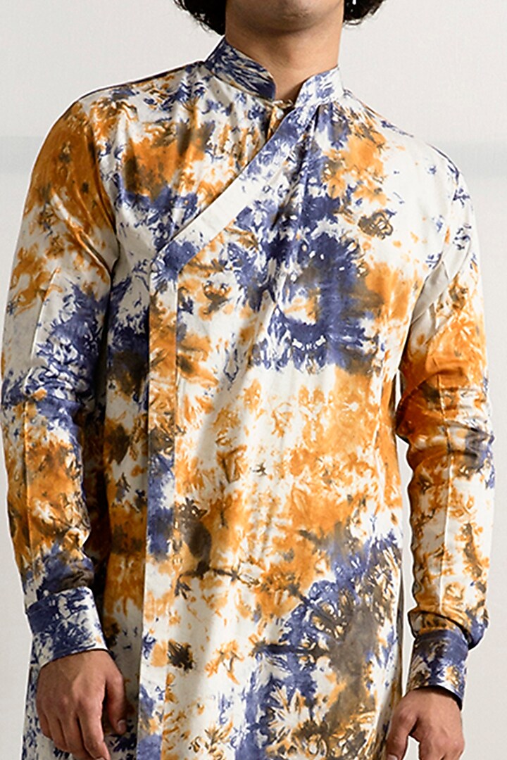 Off-White Tie-Dye Kurta Set by Bohame Men at Pernia's Pop Up Shop