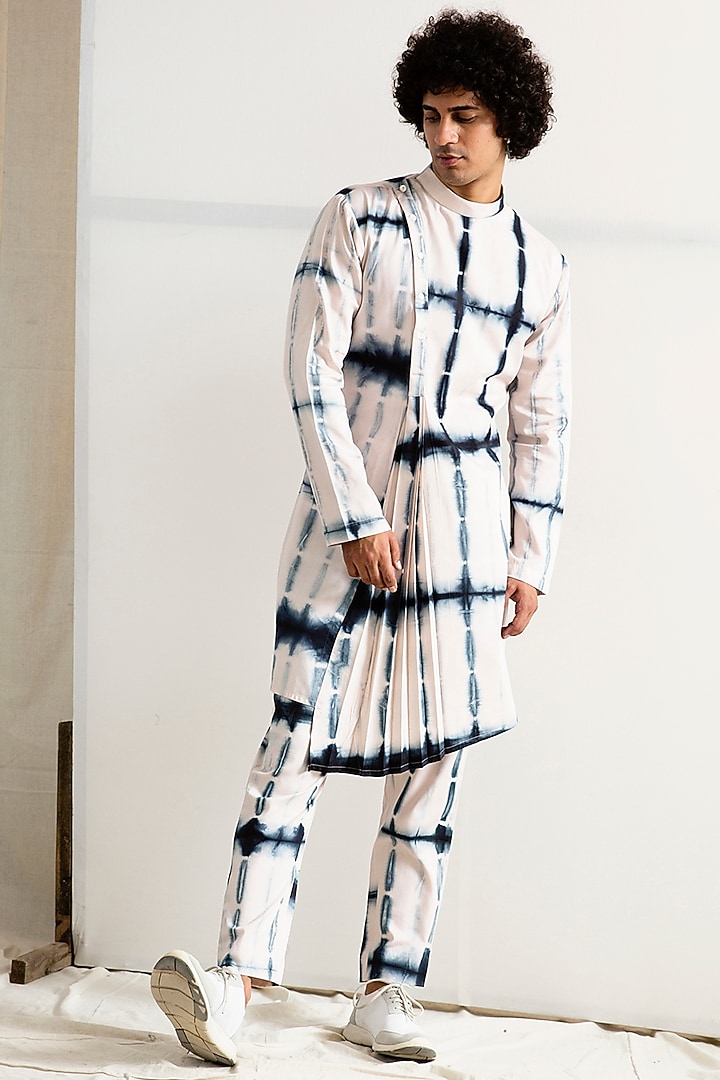 Grey Bamboo Blend Asymmetric Quilted Bundi Jacket Set by Bohame Men at Pernia's Pop Up Shop