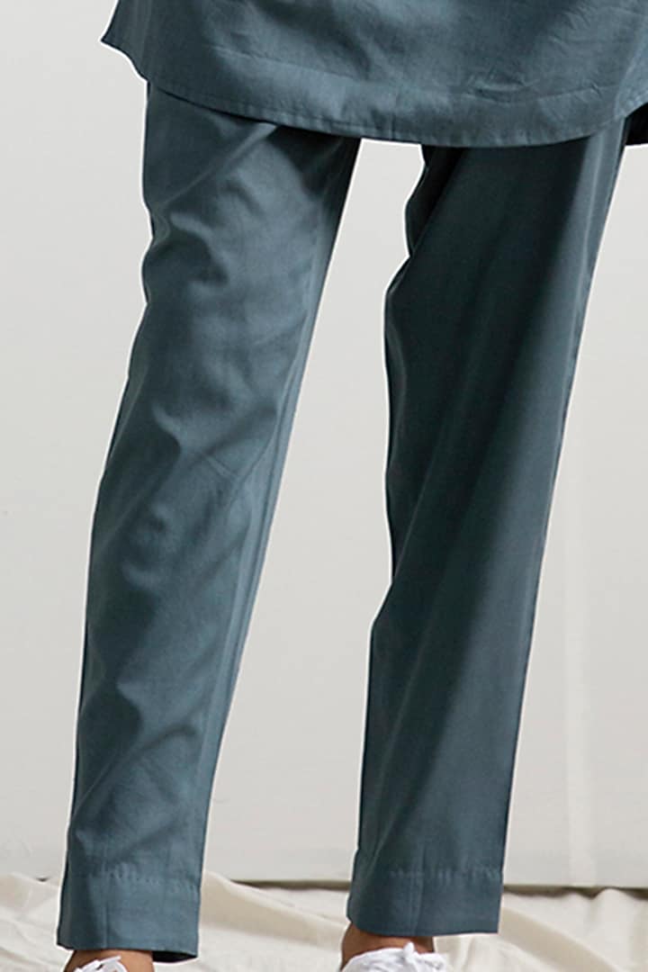 Dark Grey Linen Quilted Tie-Dye Printed Bundi Jacket Set by Bohame Men at Pernia's Pop Up Shop