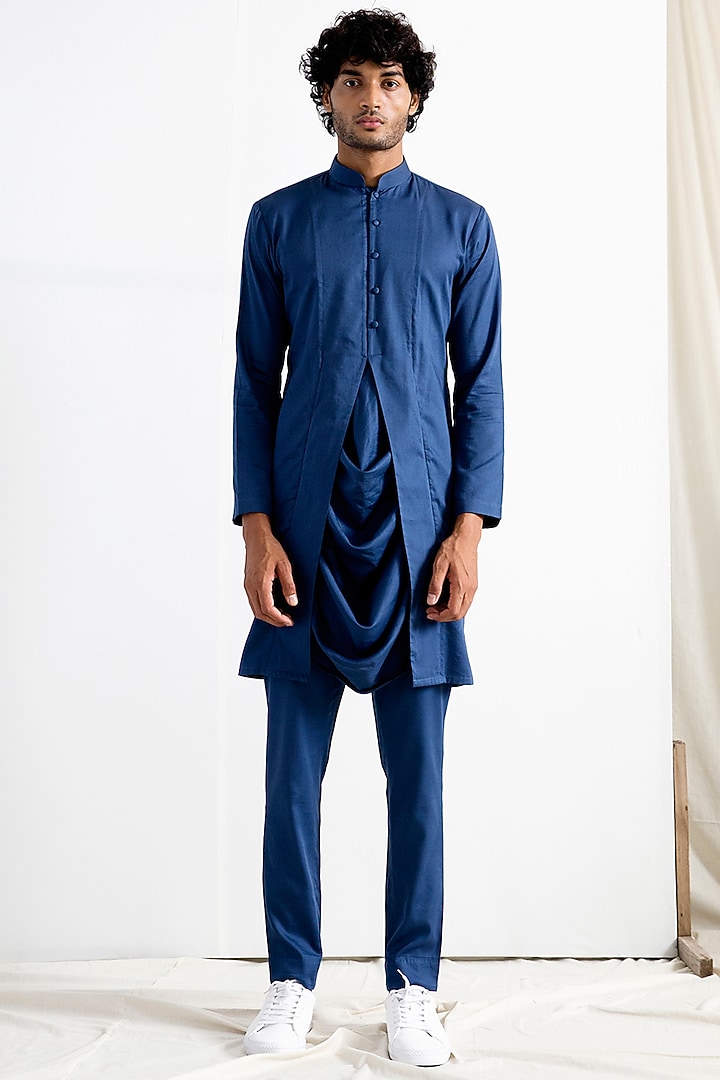 Multi-Colored Linen Tie-Dye Printed Nehru Jacket Set by Bohame Men at Pernia's Pop Up Shop
