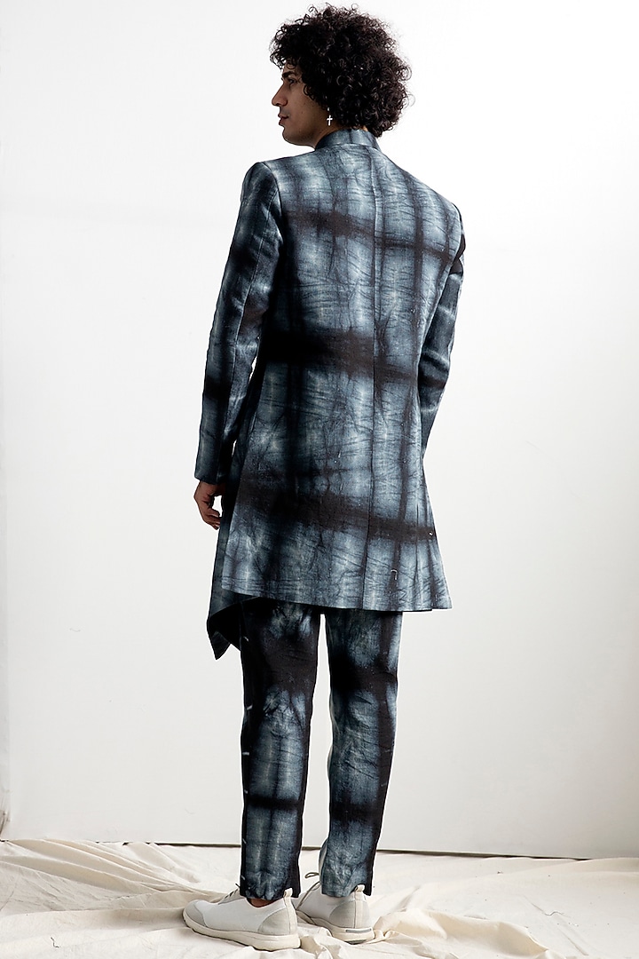 Dark Grey Tie-Dye Indo-Western Set by Bohame Men at Pernia's Pop Up Shop