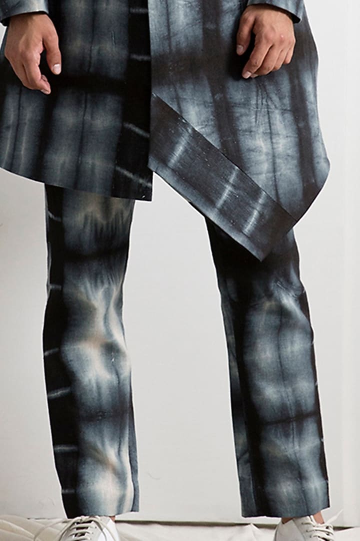Dark Grey Tie-Dye Indo-Western Set by Bohame Men at Pernia's Pop Up Shop