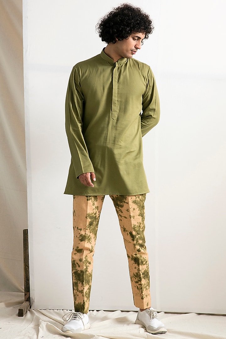 Green & Beige Tie-Dye Blazer Set by Bohame Men at Pernia's Pop Up Shop
