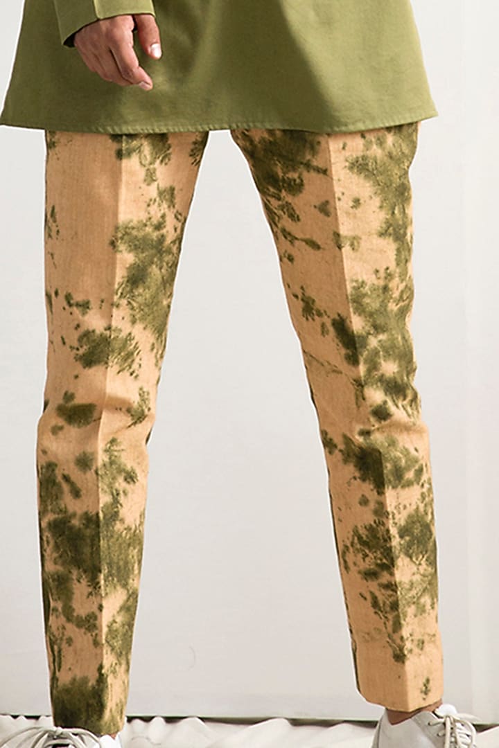 Green & Beige Tie-Dye Blazer Set by Bohame Men at Pernia's Pop Up Shop