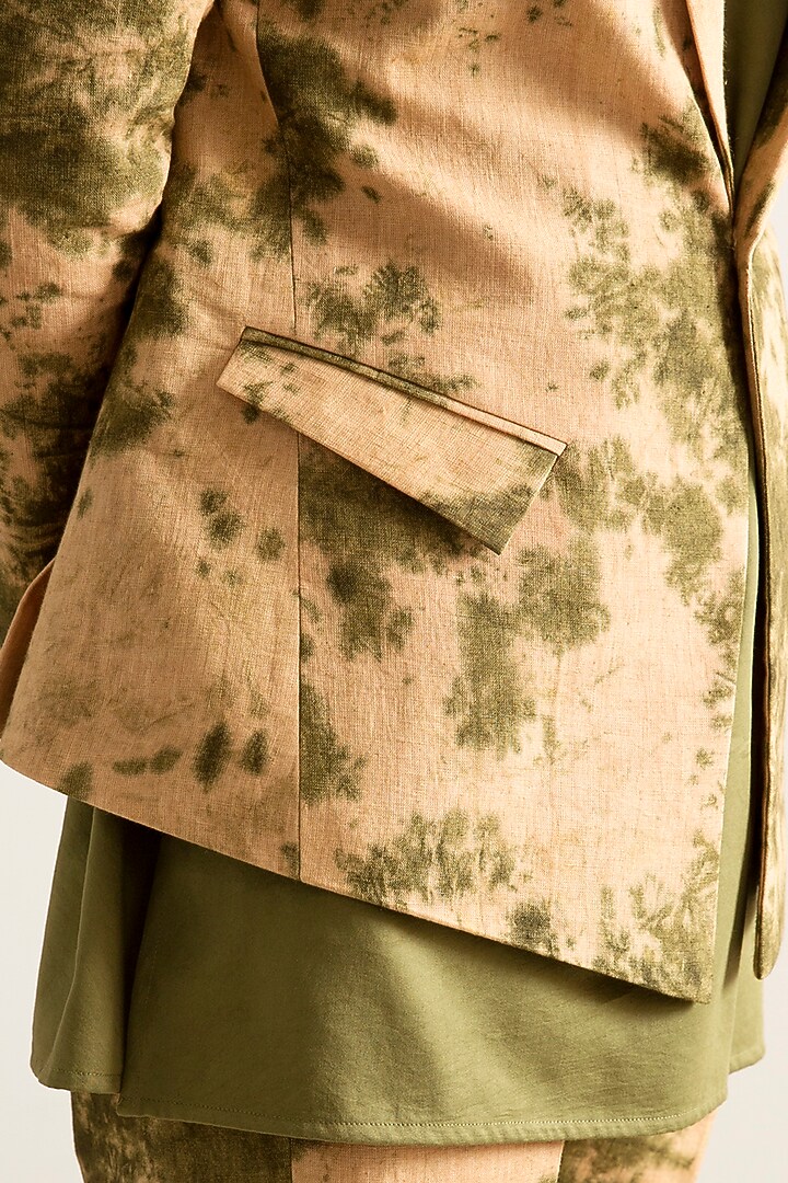 Green & Beige Tie-Dye Blazer Set by Bohame Men at Pernia's Pop Up Shop
