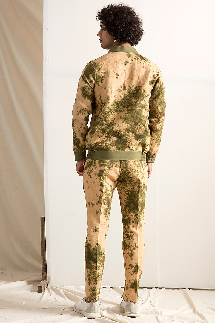 Beige & Green Tie-Dye Bomber Jacket Set by Bohame Men at Pernia's Pop Up Shop