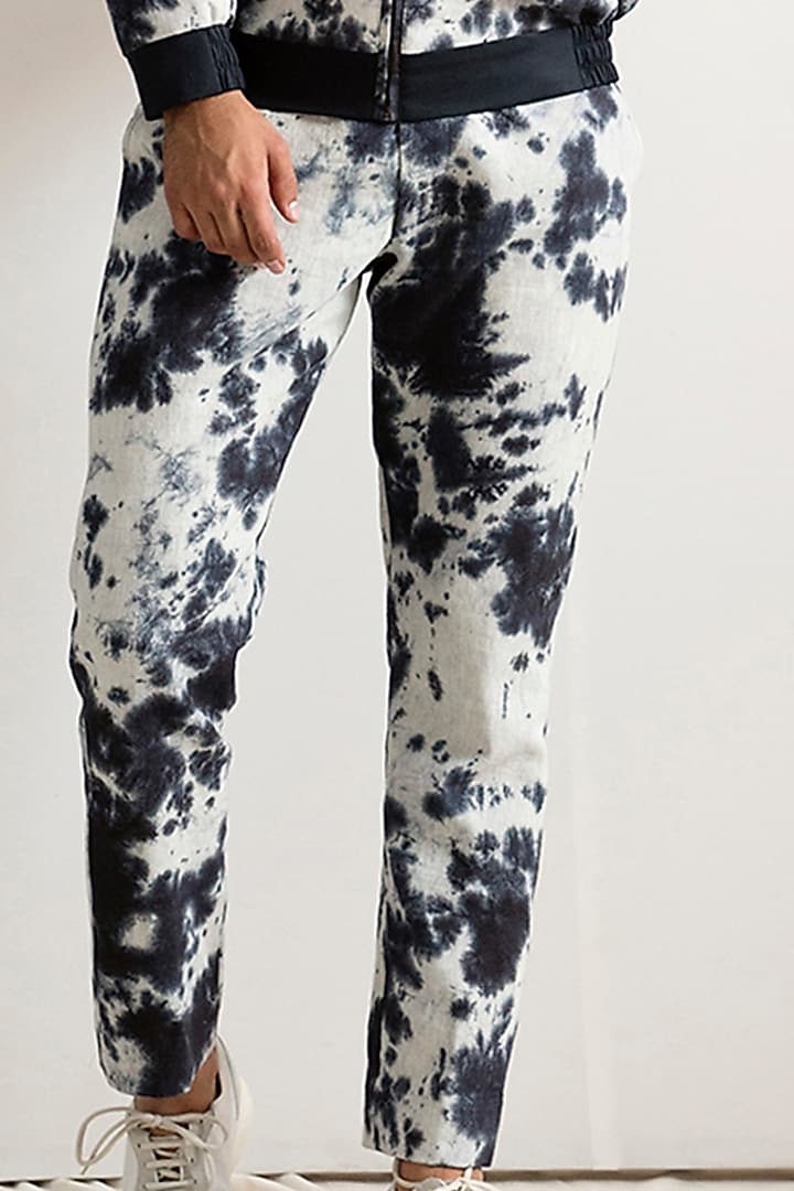 Light Grey & BLack Linen Tie-Dye Co-Ord Set by Bohame Men at Pernia's Pop Up Shop