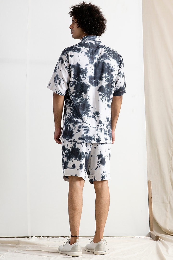 Grey & Black Bamboo Blend Tie-Dye Printed Co-Ord Set by Bohame Men at Pernia's Pop Up Shop
