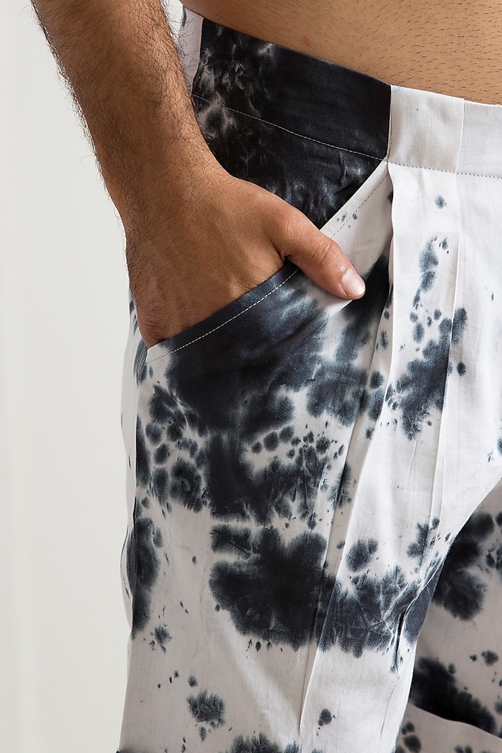 Grey & Black Bamboo Blend Tie-Dye Printed Co-Ord Set by Bohame Men at Pernia's Pop Up Shop