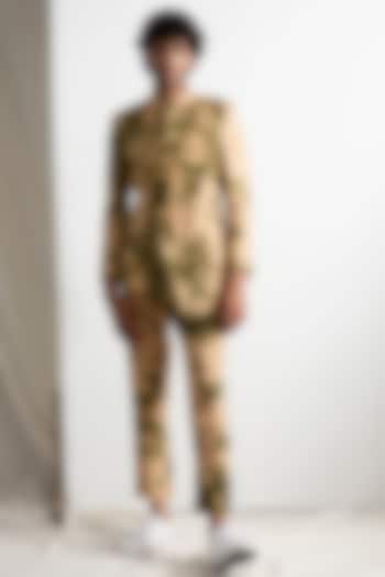 Beige & Green Wedding Bandhgala Jacket Set by Bohame Men at Pernia's Pop Up Shop