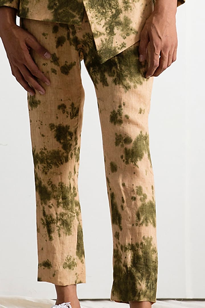 Beige & Green Wedding Bandhgala Jacket Set by Bohame Men at Pernia's Pop Up Shop