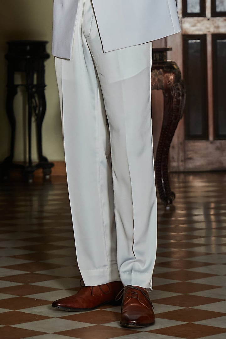Ivory Terry Wool Double-Breasted Tuxedo Set by Bohame Men at Pernia's Pop Up Shop