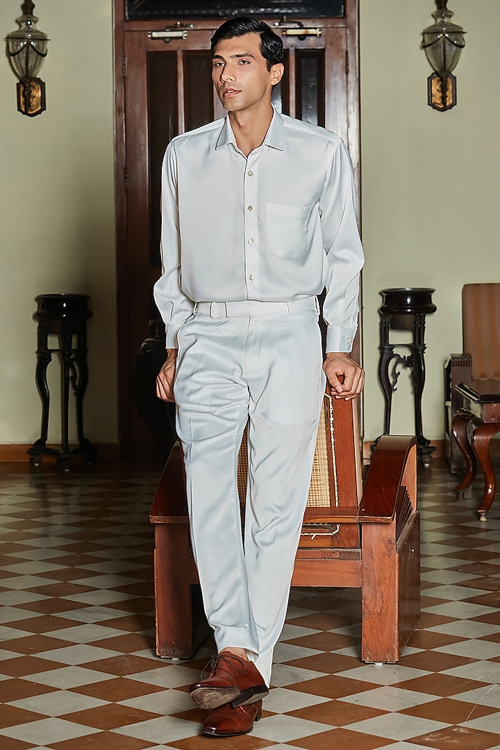Ivory Terry Wool Double-Breasted Tuxedo Set by Bohame Men at Pernia's Pop Up Shop