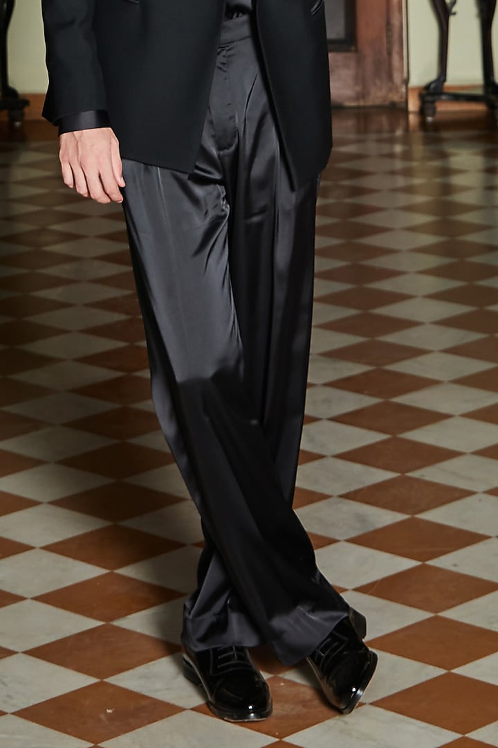Black Terry Wool Tuxedo Set by Bohame Men at Pernia's Pop Up Shop