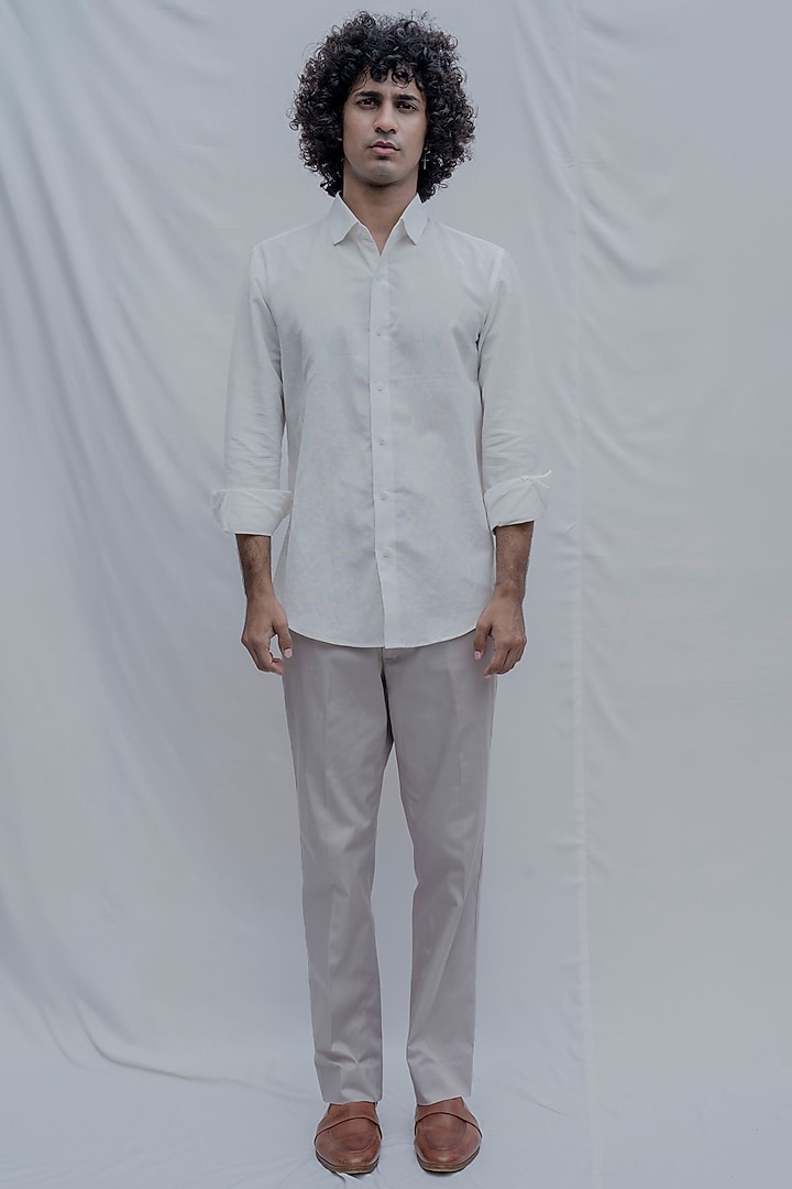 White Summer Shirt With Shell Buttons by Bohame Men at Pernia's Pop Up Shop