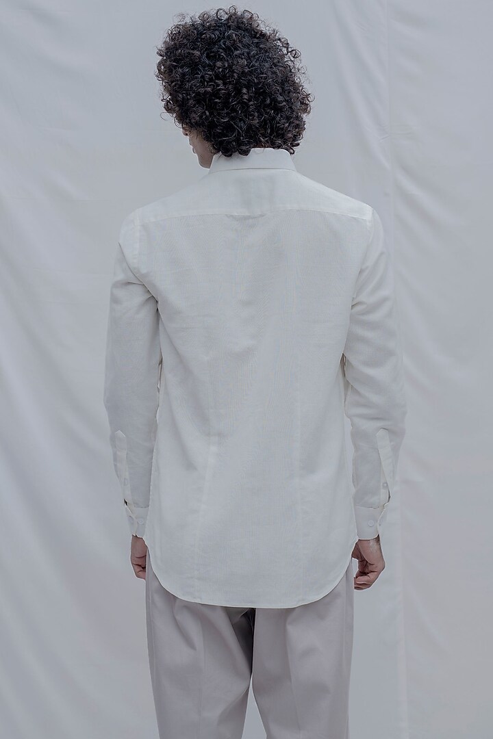 White Summer Shirt With Shell Buttons by Bohame Men at Pernia's Pop Up Shop