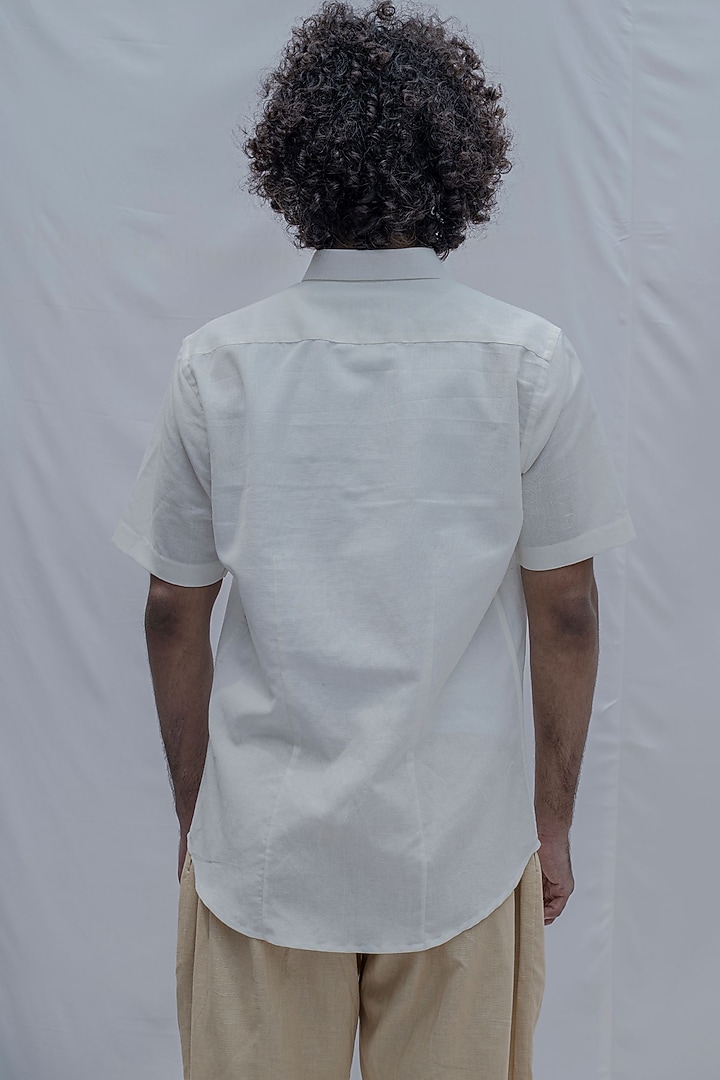 White Shell Button Summer Shirt by Bohame Men at Pernia's Pop Up Shop