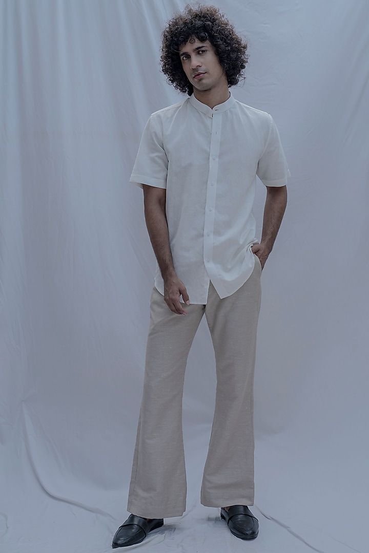 White Cotton Linen Summer Shirt by Bohame Men at Pernia's Pop Up Shop