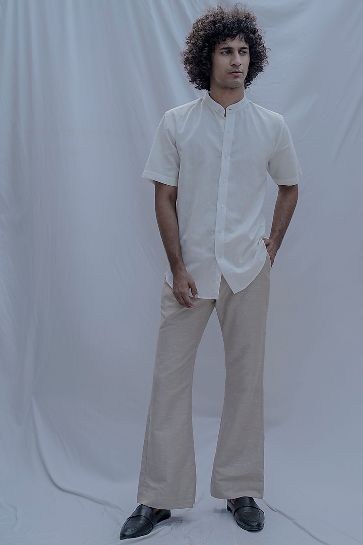 White Cotton Linen Summer Shirt by Bohame Men at Pernia's Pop Up Shop