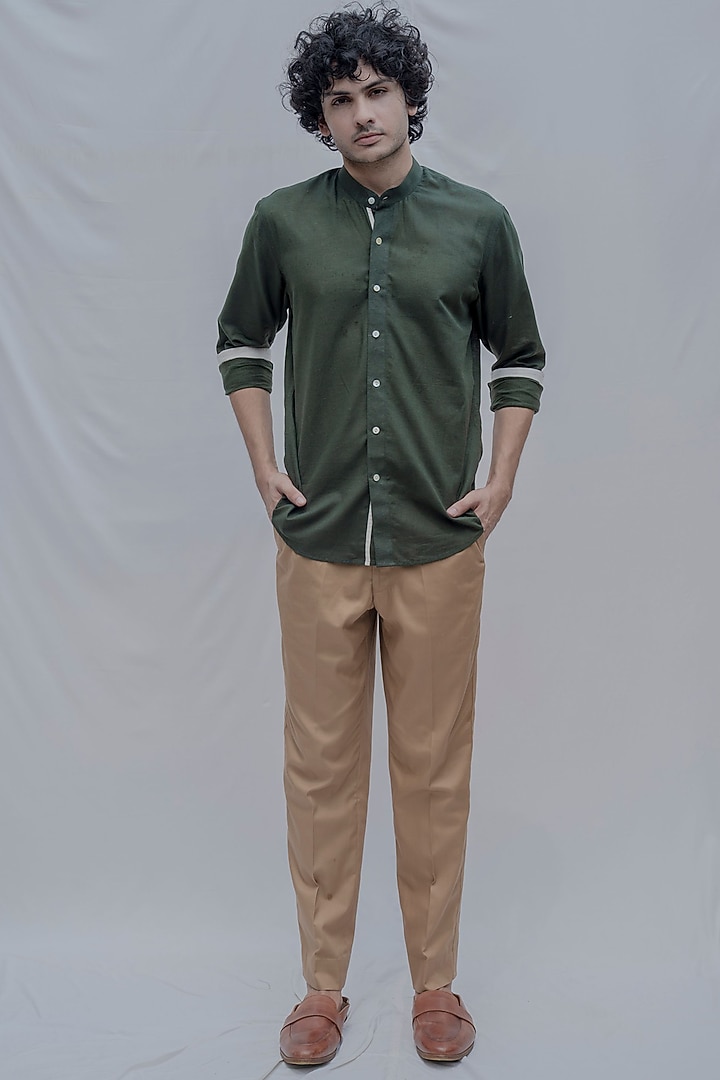 Green Cotton Linen Summer Shirt by Bohame Men at Pernia's Pop Up Shop