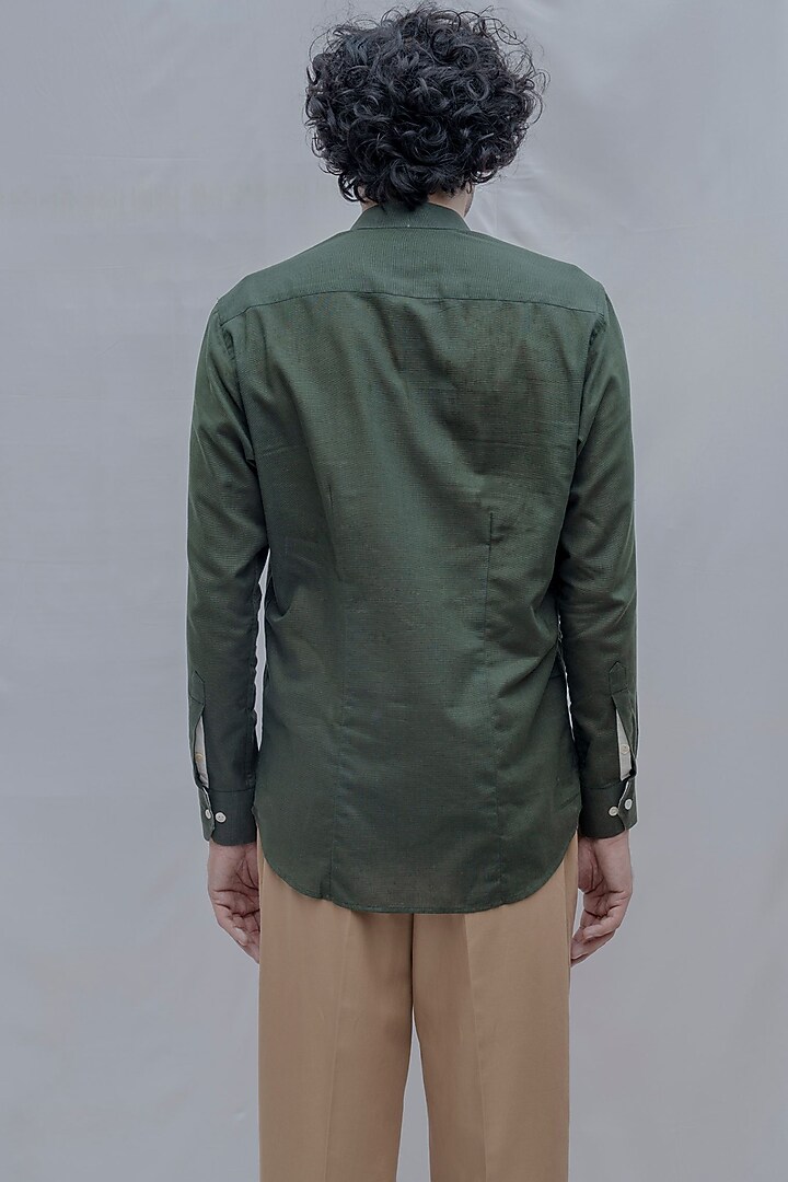 Green Cotton Linen Summer Shirt by Bohame Men at Pernia's Pop Up Shop