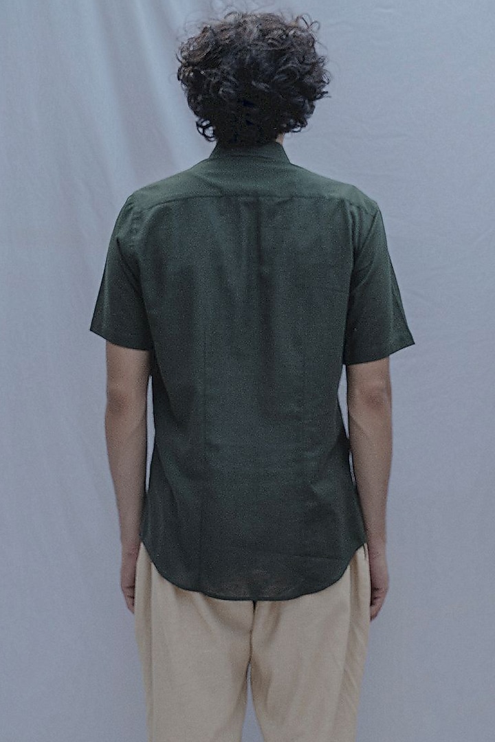 Green Summer Shirt In Cotton Linen by Bohame Men at Pernia's Pop Up Shop