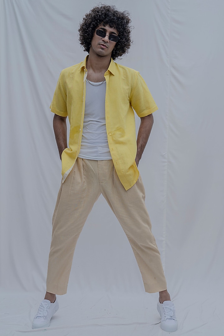 Yellow Spread Collared Summer Shirt by Bohame Men at Pernia's Pop Up Shop