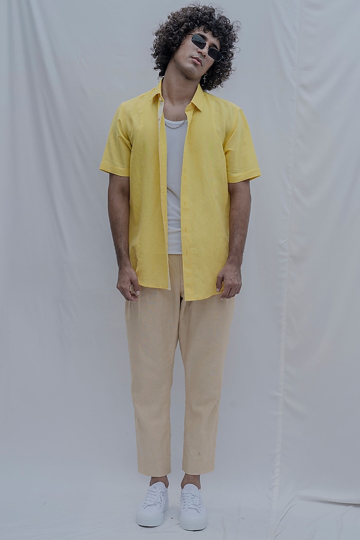 Yellow Spread Collared Summer Shirt by Bohame Men at Pernia's Pop Up Shop