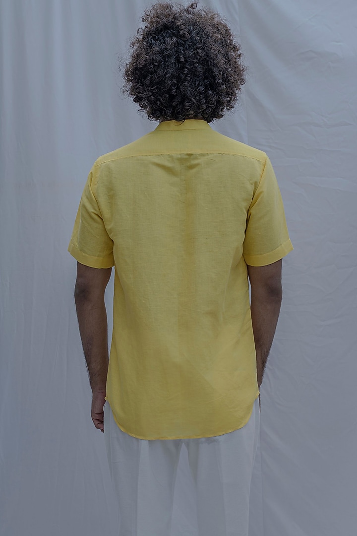 Yellow Cotton Linen Summer Shirt by Bohame Men at Pernia's Pop Up Shop
