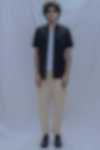 Black Collared Summer Shirt With Half Sleeves by Bohame Men at Pernia's Pop Up Shop