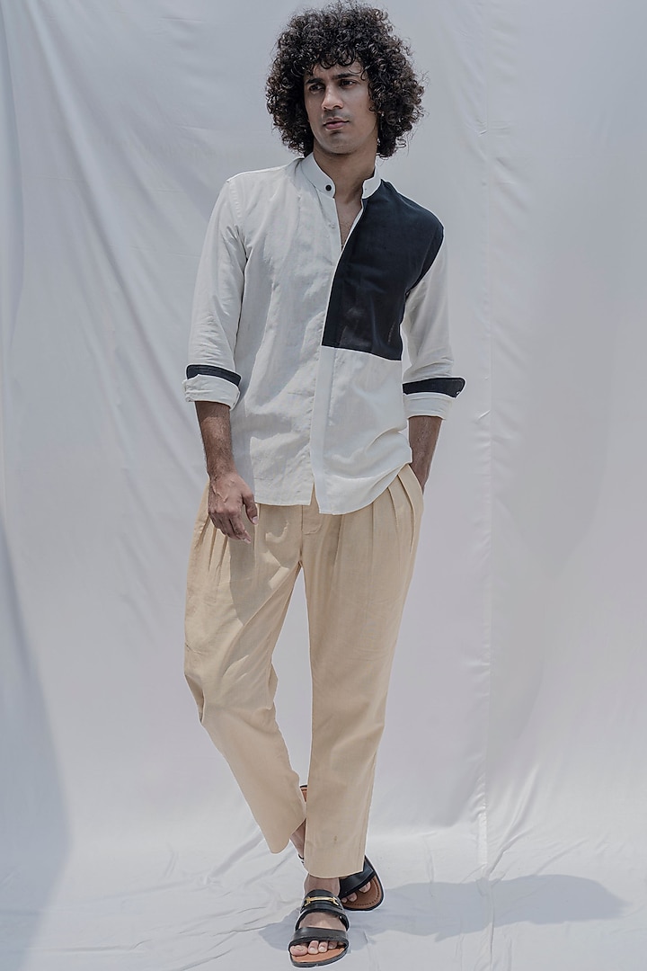 Black & White Button-Up Summer Shirt by Bohame Men at Pernia's Pop Up Shop