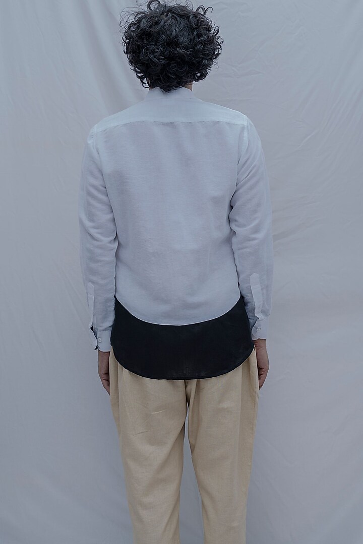 White & Black Premium Linen Summer Shirt by Bohame Men at Pernia's Pop Up Shop