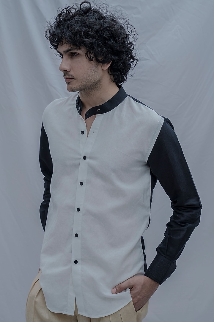 Black & White Linen Summer Shirt by Bohame Men at Pernia's Pop Up Shop