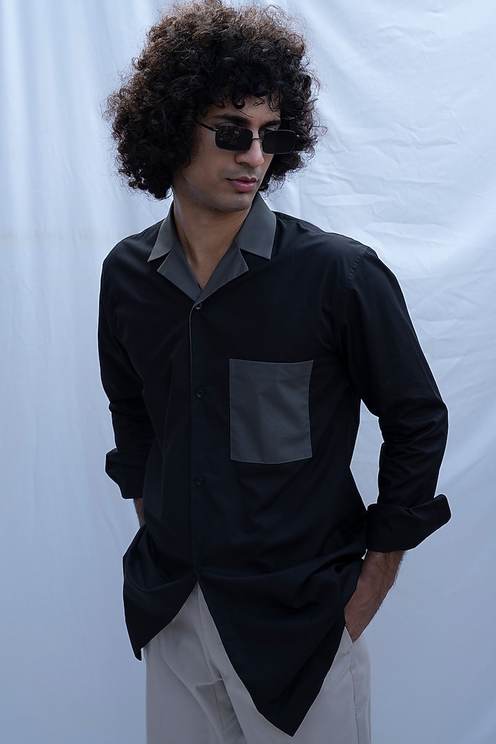 Black Premium Cotton Summer Shirt by Bohame Men at Pernia's Pop Up Shop