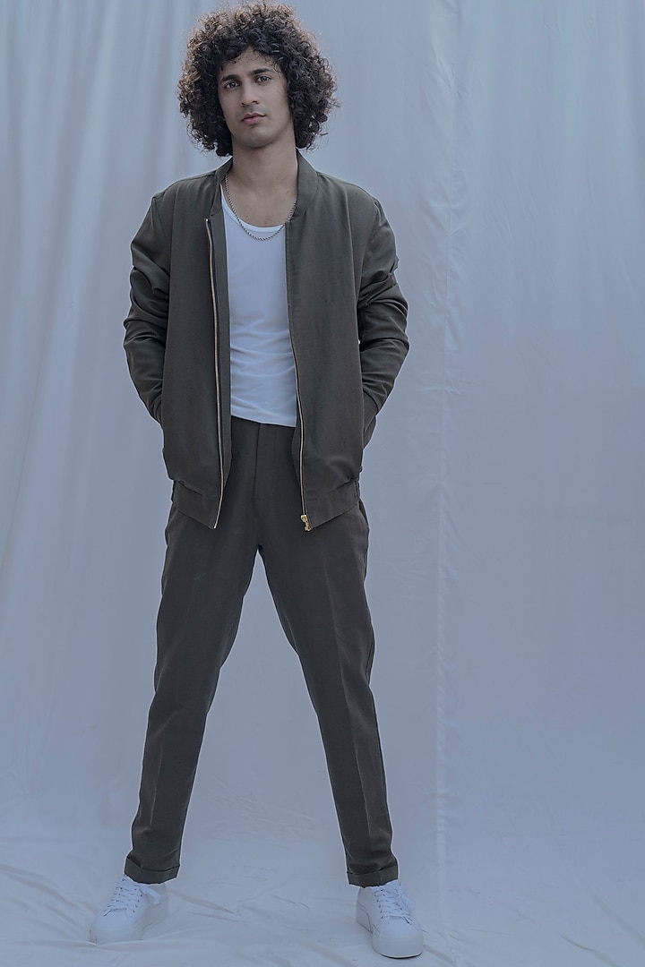 Olive Green Jacket Set by Bohame Men at Pernia's Pop Up Shop