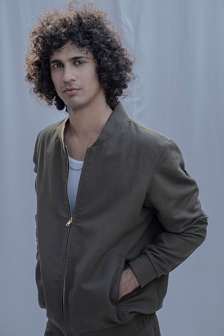 Olive Green Jacket Set by Bohame Men at Pernia's Pop Up Shop
