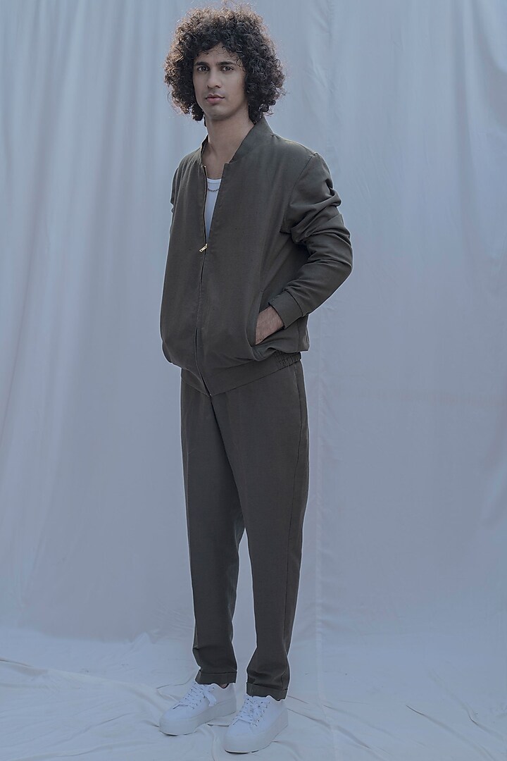 Olive Green Jacket Set by Bohame Men at Pernia's Pop Up Shop